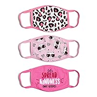 ABG Accessories Girl's 3-Pack Kid Fashionable Protection, Reusable Fabric Face Mask Age 3-7