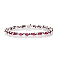 Gin & Grace 925 Sterling Silver Bracelet with Genuine Ruby Daily Work Wear Jewelry for Women Gifts for Her