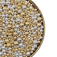 Siliver Sprinkles,Gold Sprinkles,Cake Sprinkles,130g 4.6OZ Edible Pearls,Cookie Sprinkles,Sugar Pearl, Edible Candy Pearls for Cake Cupcake Decorationg Mix Size (Silver+Gold)