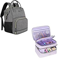 MATEIN Work Backpack Woman, 15.6 Inch Laptop Backpack with USB Port for Women, Water Resistant Lunch Backpack Insulated Cooler Backpack, Sewing Supplies Organizer, Double-Layer Sewing Box