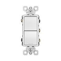 Legrand radiant RCD33WCC6 15 Amp Combination 2-in-1 Decorator Rocker Light Switch, Two 3-Way Switches, White (1 Count)