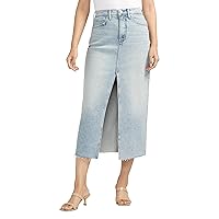 Silver Jeans Co. Women's Front-Slit Midi Jean Skirt