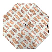 Happy Penis Dick Sweet Bacon Wrapped 3 Fold Umbrella Windproof Portable Umbrellas Automatic/Manual for Women Men