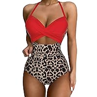 SUUKSESS Women Wrap Cut Out One Piece Swimsuit High Waisted Monokini Bathing Suit