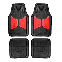 FH Group Full Set Trimmable Rubber Floor Mats, Monster Eyes (Red) - Universal Fit for Cars Trucks and SUVs