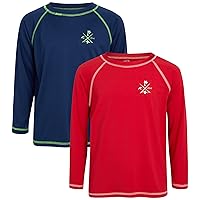 Boys' Rash Guard Shirt - 2 Pack Long Sleeve Swim Shirt (Size: 2T-18)