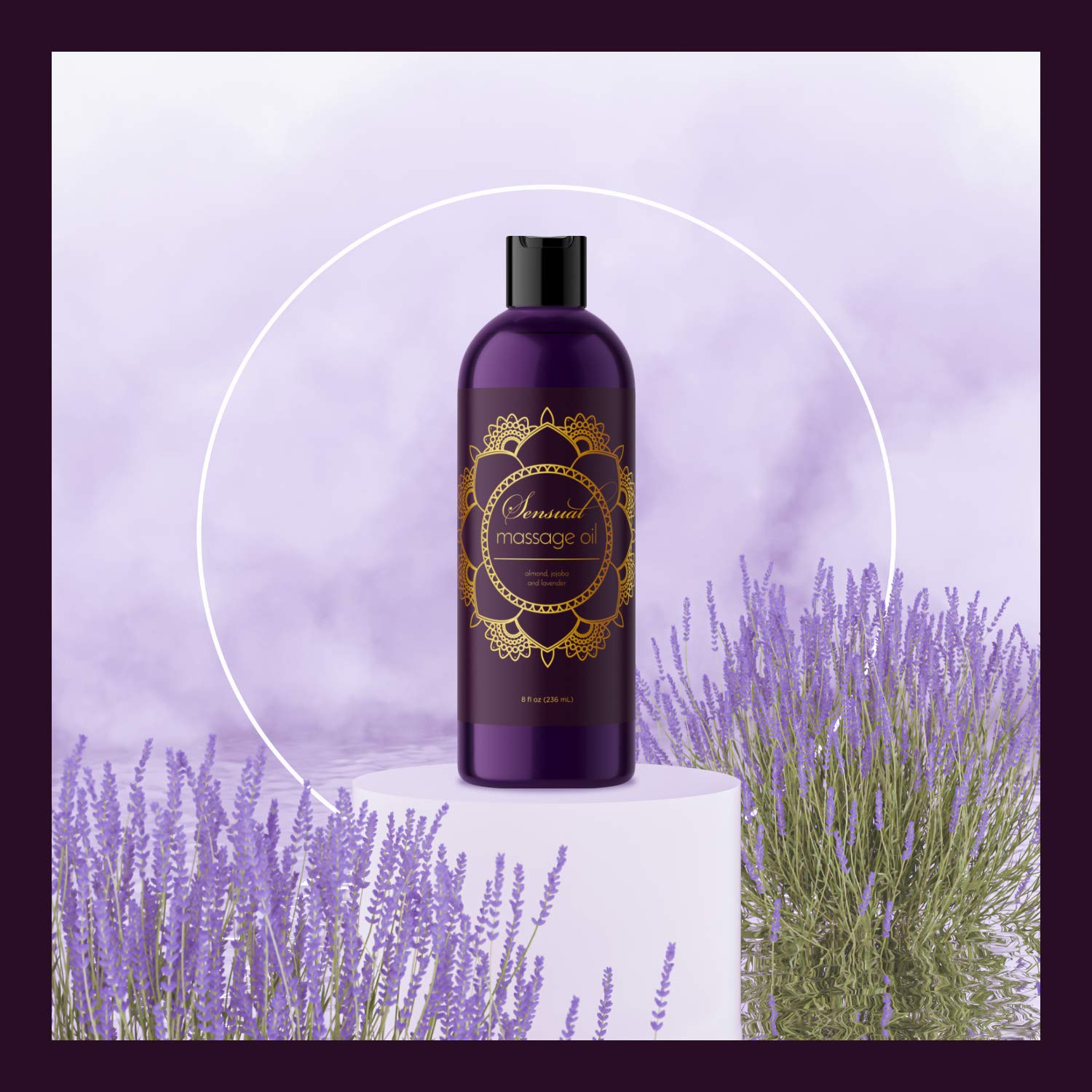Aromatherapy Sensual Massage Oil for Couples - Relaxing Full Body Massage Oil for Date Night with Sweet Almond Oil - Vegan Lavender Massage Oil for Massage Therapy Smooth Gliding Formula