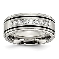 Titanium Engravable Polished Brushed Enameled 1/2ct Tw. Diamond 9mm Band Ring Size 12 Jewelry Gifts for Women
