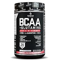 BCAA 4:1:1 + Glutamine,HMB,L-Carnitine,HICA | Powerful and Instant Powder Blend with Branched Chain Amino Acids (BCAAs) for Pre,Intra and Post-Workout |Natural Watermelon Flavor,362.5g
