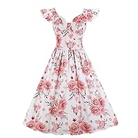 Women's Fitted Dress Party Wave Point Color Sleeveless Retro Dress Sleeve Grenadine Summer Dresses