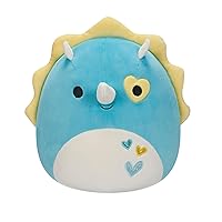Squishmallows Original 12-Inch Braedon Teal Triceratops with Heart Eye Patch - Official Jazwares Large Plush