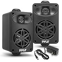 PyleUsa Bluetooth Indoor Outdoor Speakers Pair - 200 Watt Dual Waterproof 3.5” 2-Way Full Range Speaker System w/ 1/2” High Compliance Polymer Tweeter - Home, Boat, Patio, Poolside - PDWRBT36BK,Black