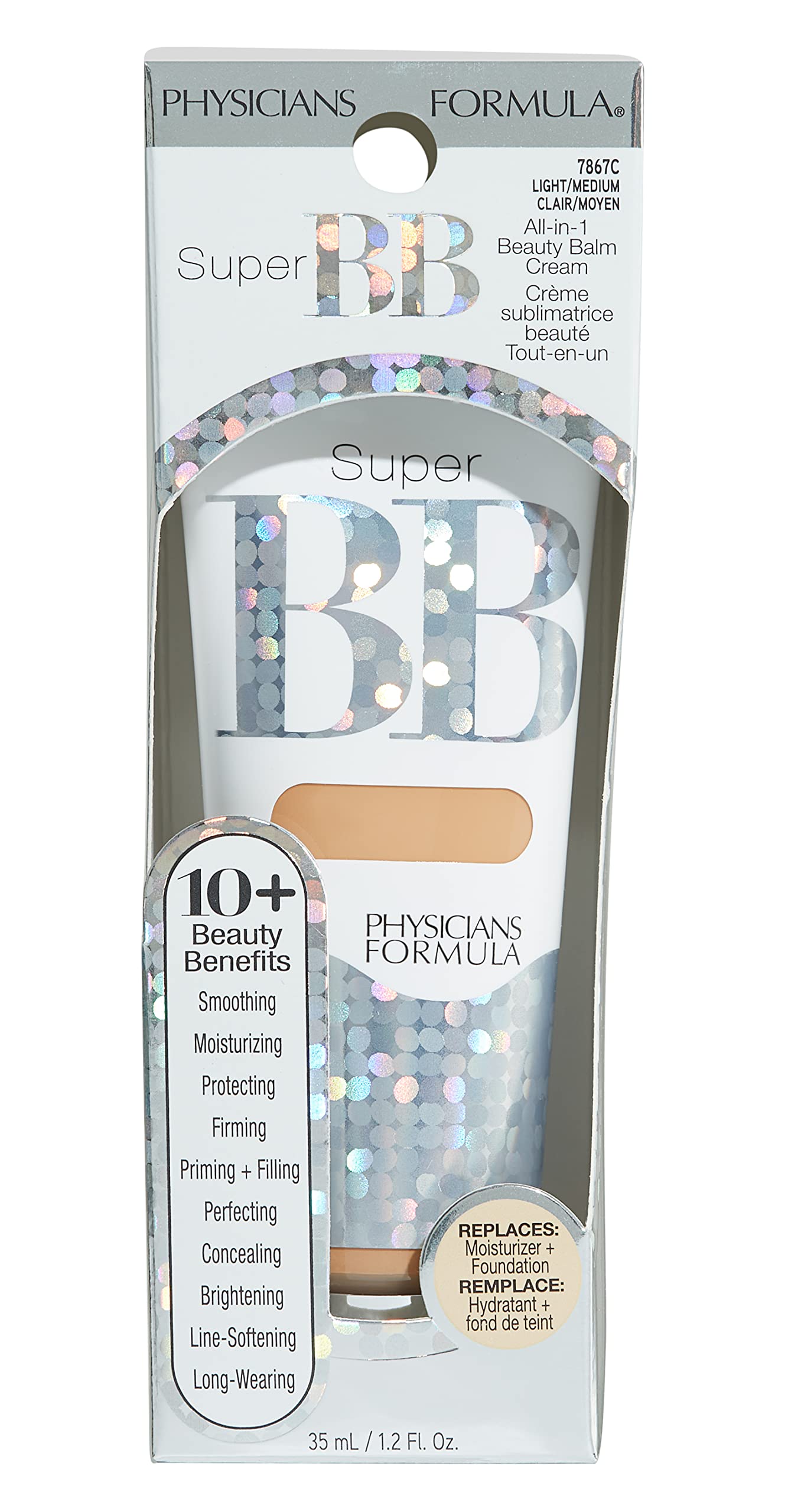 Physicians Formula Super BB All-in-1 Beauty Balm Cream Light/Medium | Dermatologist Tested, Clinicially Tested