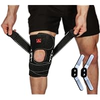 Hinged Knee Brace Support with Strap & Side Patella Stabilizers for Protection & Pain Relief for Arthritis, Meniscus Tear, ACL, MCL - Sports Compression Wrap for Running & Recovery - Men & Women