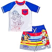 Paw Patrol Chase Mardhall Rubble Rash Guard and Swim Trunks Set Toddler to Little Kid