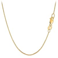 Jewelry Affairs 10k Yellow Solid Gold Mirror Box Chain Necklace, 1.0mm
