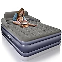A-ER-FA Queen Size Air Mattress with Headboard , 3 Mins Quick Inflation/Deflation Inflatable Airbed , 20 Inches High Blow Up Bed with Comfortable Flocked Top for Home Guest Travel Camping(QUEEN)