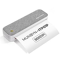 MUNBYN 300DPI Portable Printer Wireless for Travel, Bluetooth Thermal Printer, Support 8.5x11 US Letter&A4 Thermal Paper, Compatible with Android and iOS Phone & Laptop, Inkless Printer for Mobile Use