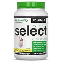 PEScience Select Vegan Plant Based Protein Powder, Peanut Butter Delight, 27 Serving, Premium Pea and Brown Rice Blend