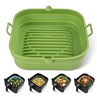 Silicone Air Fryer Liners Square - Reusable Airfryer Silicone Basket - Easy to Clean Air Fryers Silicone Pot for 5.8 to 8 Qt Air Fryer Baking Tray Oven Accessories, 8.5 Inch Large