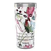 Tervis Traveler Sara Barrenson Floral Abstraction Triple Walled Insulated Tumbler Travel Cup Keeps Drinks Cold & Hot, 20oz, Stainless Steel
