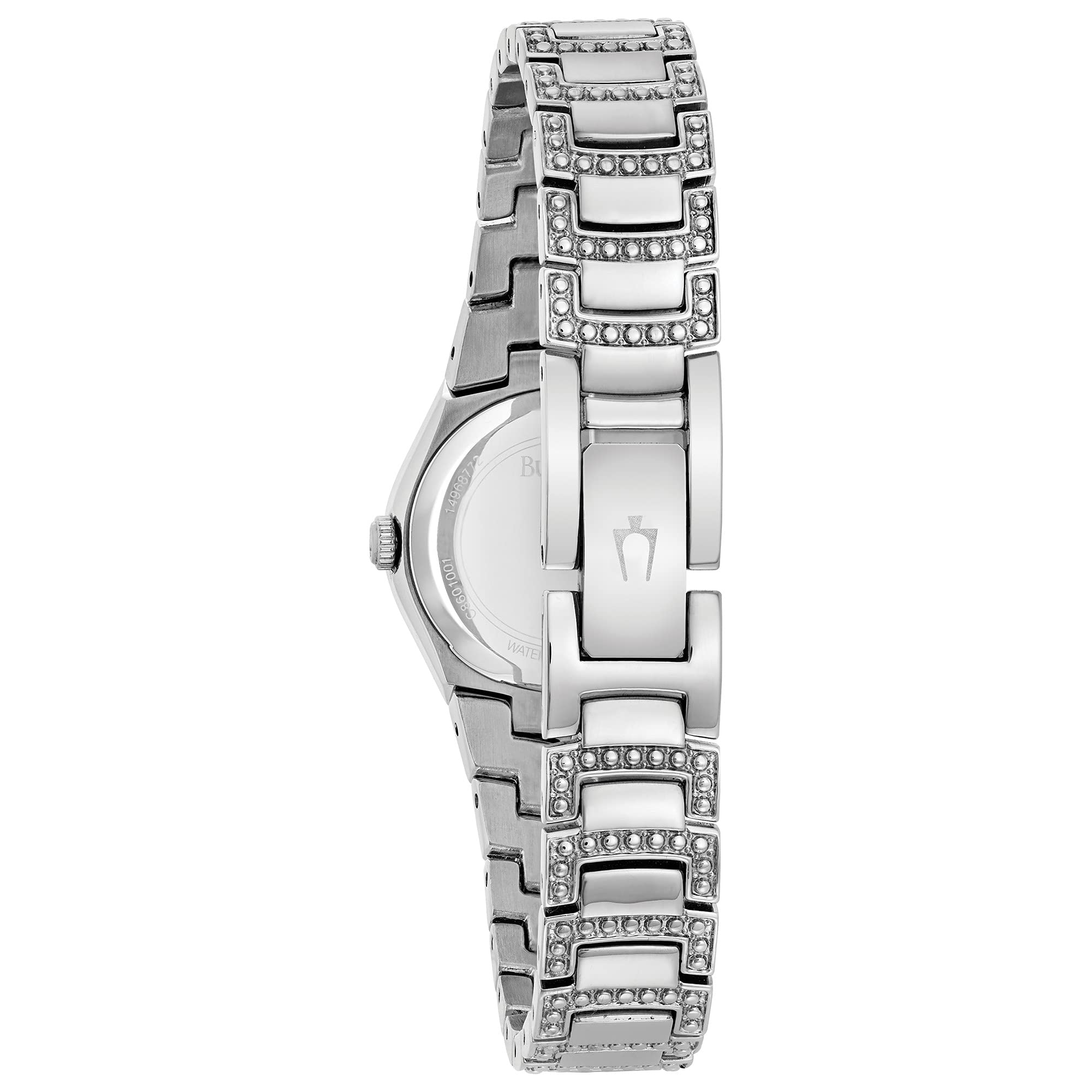 Bulova Ladies' Classic Crystal Stainless Steel 3-Hand Quartz Watch, Black Sunray Dial Style: 96L170