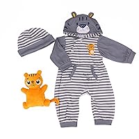 WAWA-HAOKEAI -22 inch Little Tiger Outfit,fit 20-22-inch Reborn Baby, Gray and White