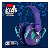 3M Kids Hearing Protection Plus, Hearing Protection for Children with Adjustable Headband, 22dB Noise Reduction Rating, Purple