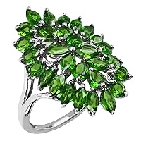 Carillon Chrome Diopside 2.17 Carat Natural Gemstone 925 Sterling Silver Ring Wedding Ring for Women