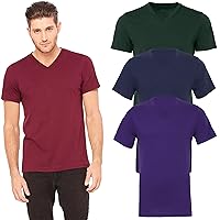 Bella Canvas Mens V-Neck T-Shirt, Unisex Short Sleeve Tee, Set of 3,3XL Multicolor
