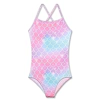 LUOUSE Girls Printed Ruffle-Accent One Piece Beach Swimsuit 4-9 T