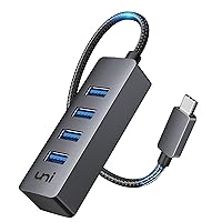 USB C to USB Hub 4 Ports, uni Aluminum USB 3.0 Multiport Adapter [Thunderbolt 3/4 Compatible] for MacBook Pro/Air, Mac Mini M2, Surface Laptops, XPS | Keyboard, Mouse, HDD, and More