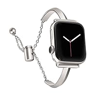 PlusRoc Stainless Steel Band Compatible with Apple Watch Band 38mm 40mm 41mm 42mm 44mm 45mm iWatch SE Series 9 8 7 6 5 4 3 2 1, Slim Versatile Bangle Bracelet for Women