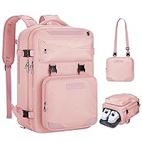 Maelstrom Travel Backpack for Women Men,35L Laptop Backpack Fits 17-Inch Laptop,Waterproof Carry On Backpack for Airplanes with Detachable Crossbody Bag&Shoe Compartment,Pink