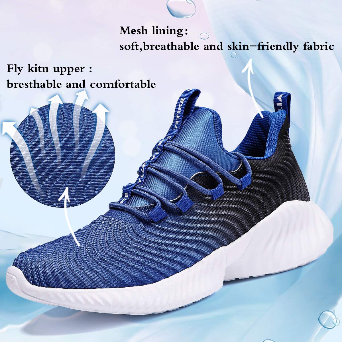 JMFCHI FASHION Boys Running Shoes Kids Sneakers Girls Athletic Tennis Shoe Breathable Lightweight Slip on Sports Knit Sock Sneaker High-top