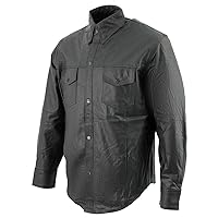 Men's Lambskin Leather Shirt with Snap Down Collar