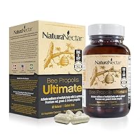 NaturaNectar Bee Propolis Ultimate – NSF Contents Certified – Natural Immune Support Supplement with Multiple-Propolis-Type Formula including Premium Red, Green & Brown Brazilian Bee Propolis – Gluten-Free – Ethanol-Free - Vegetable Capsules, 60 Count