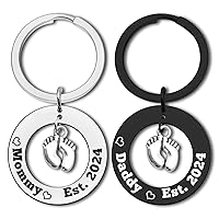New Parents Gifts for Couples Daddy and Mommy Est 2024 Keychain Soon to Be Parents Pregnancy Announcement Gifts New Mom Gifts Jewelry First Time Dad Gifts Baby Shower Gender Reveal Parents to Be Gift