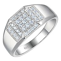 Wedding Ring Band Men 925 Sterling Silver With 33 Round Cut Cubic Zirconia Promise Ring For Him Size 7-14