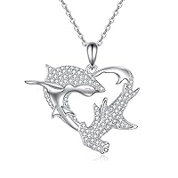 YFN Shark Necklace Sterling Silver Hammerhead Shark Pendant Sea Theme Jewellery Gifts for Women Girls