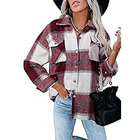 ZOLUCKY Womens Button Down Shirts Casual Long Sleeve Shacket Jacket Loose Fit Blouses Tops