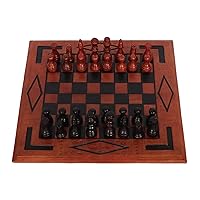 NOVICA Spider Wood and Leather Chess Set