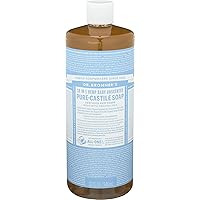 Pure-Castile Liquid Soap (Baby Unscented, 32 Ounce) - Made with Organic Oils, 18-in-1 Uses: Face, Hair, Laundry, Dishes, For Sensitive Skin, Babies, No Added Fragrance, Vegan, Non-GMO
