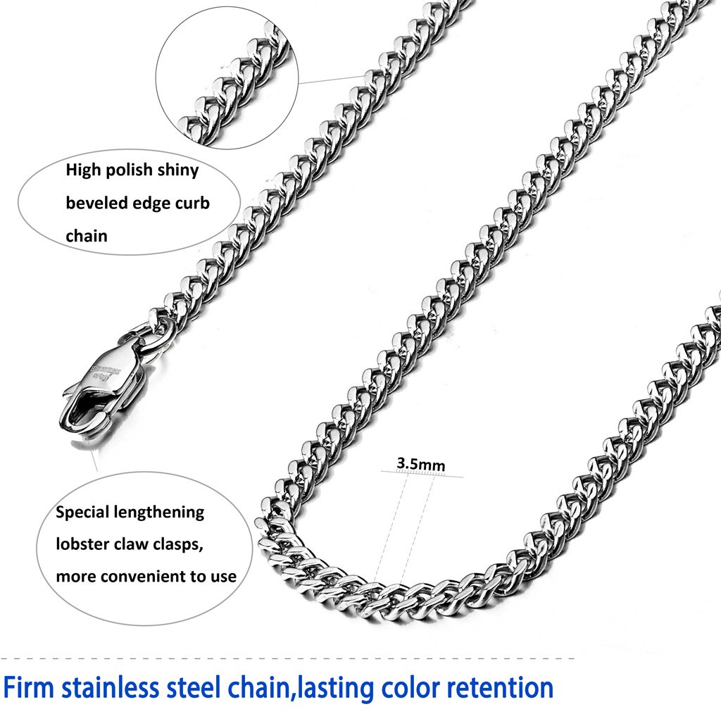 Jstyle 3.5mm Cuban Link Chain Necklace for Mens Boys Women Black Silver Gold Tone Chains for Men Available in 16/18/20/22/24/30 inch Chain