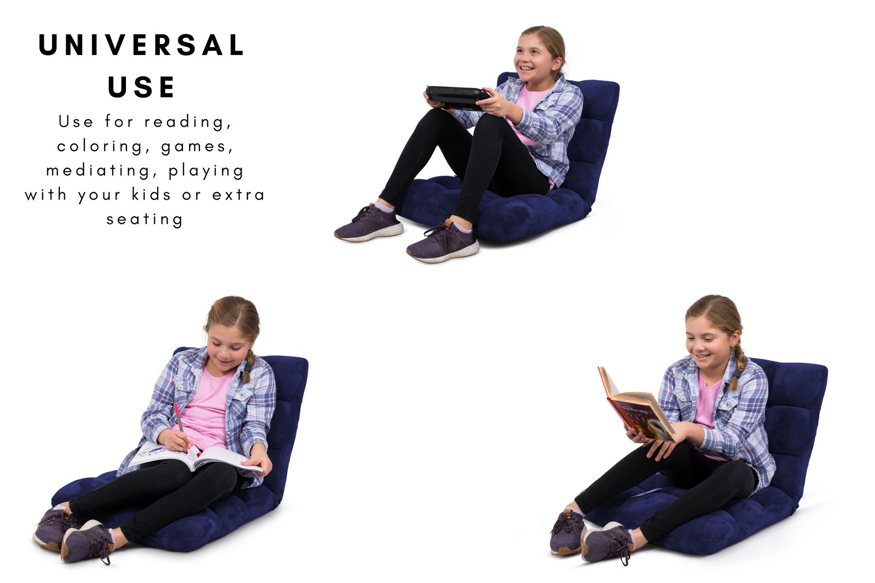 BIRDROCK HOME Adjustable 14-Position Memory Foam Floor Chair for Kids | 22.5