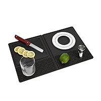 True Bar Mat, Multipurpose, Silicone Cocktail Prep Station, Rimmer, Cutting Board, Drying Mat, Set of 1, Black