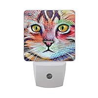 Cat Night Light Plug into Wall,2 Pack Plug-in LED Nightlights with Dusk to Dawn Sensor,Cat Nightlight Perfect for Bathroom Kitchen and Hallway