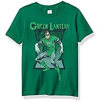 DC Comics Lantern Hal Away Boy's Premium Solid Crew Tee, Kelly Green, Youth X-Small