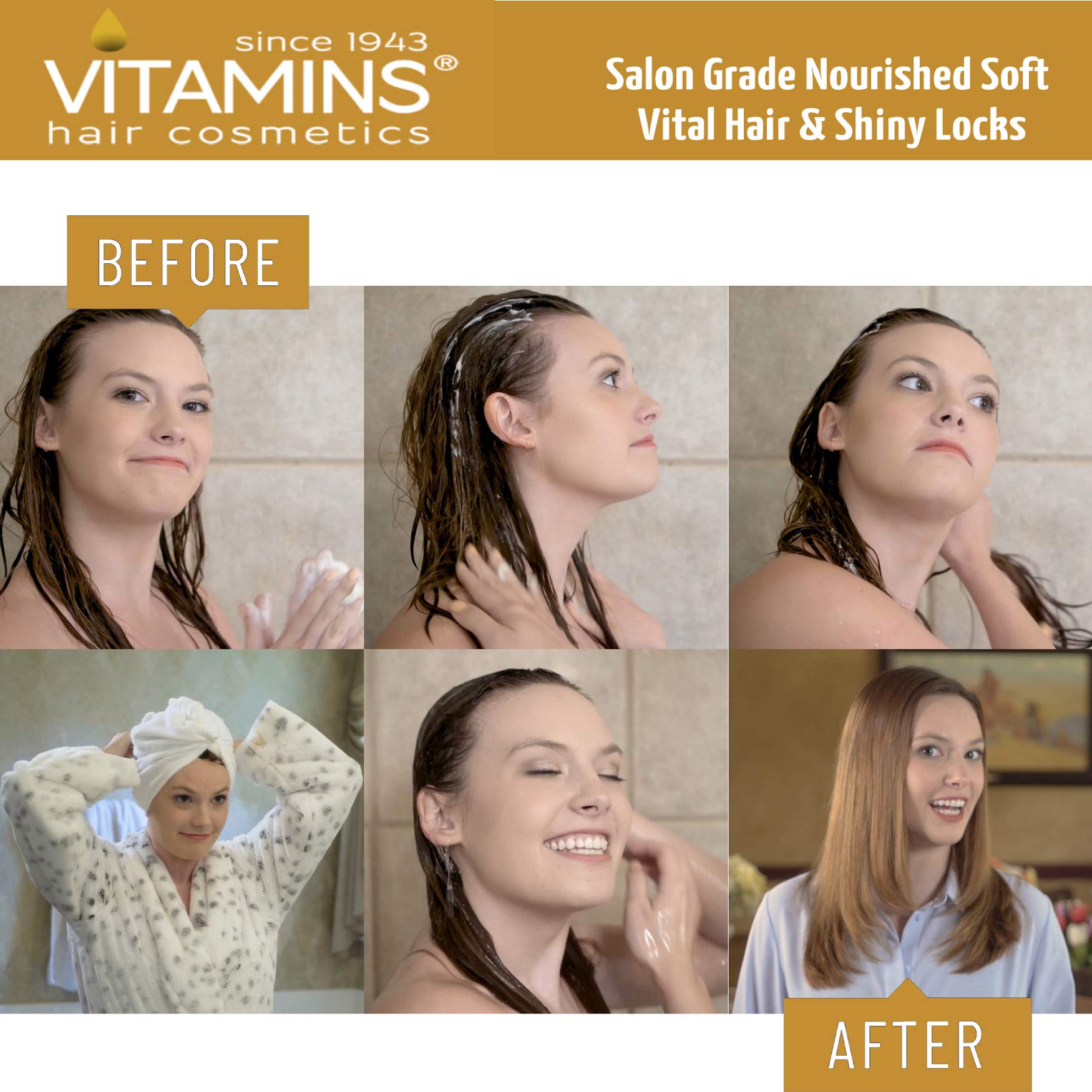 Vitamins Keratin Shampoo and Hair Mask Kit - Salon Protein Shampoo and Deep Conditioner Hair Mask Set for Thin Fine Hair - Pro Treatments for Dry Damaged Color Treated Hair