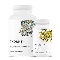 THORNE Magnesium CitraMate & Vitamin D-5000 Duo - Heart, Bones, Muscles - 60 to 90 Servings